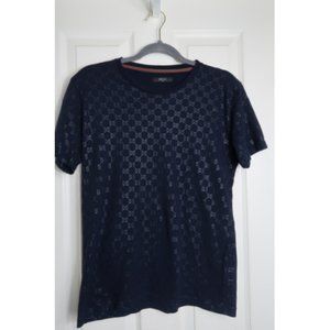 VTG  GUCCI Mens Blue GG Guccissima Cotton V- Neck T-Shirt
